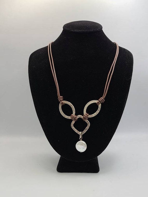 Silpada Coin Pearl Necklace, 925 Silver Pearl Geo… - image 1