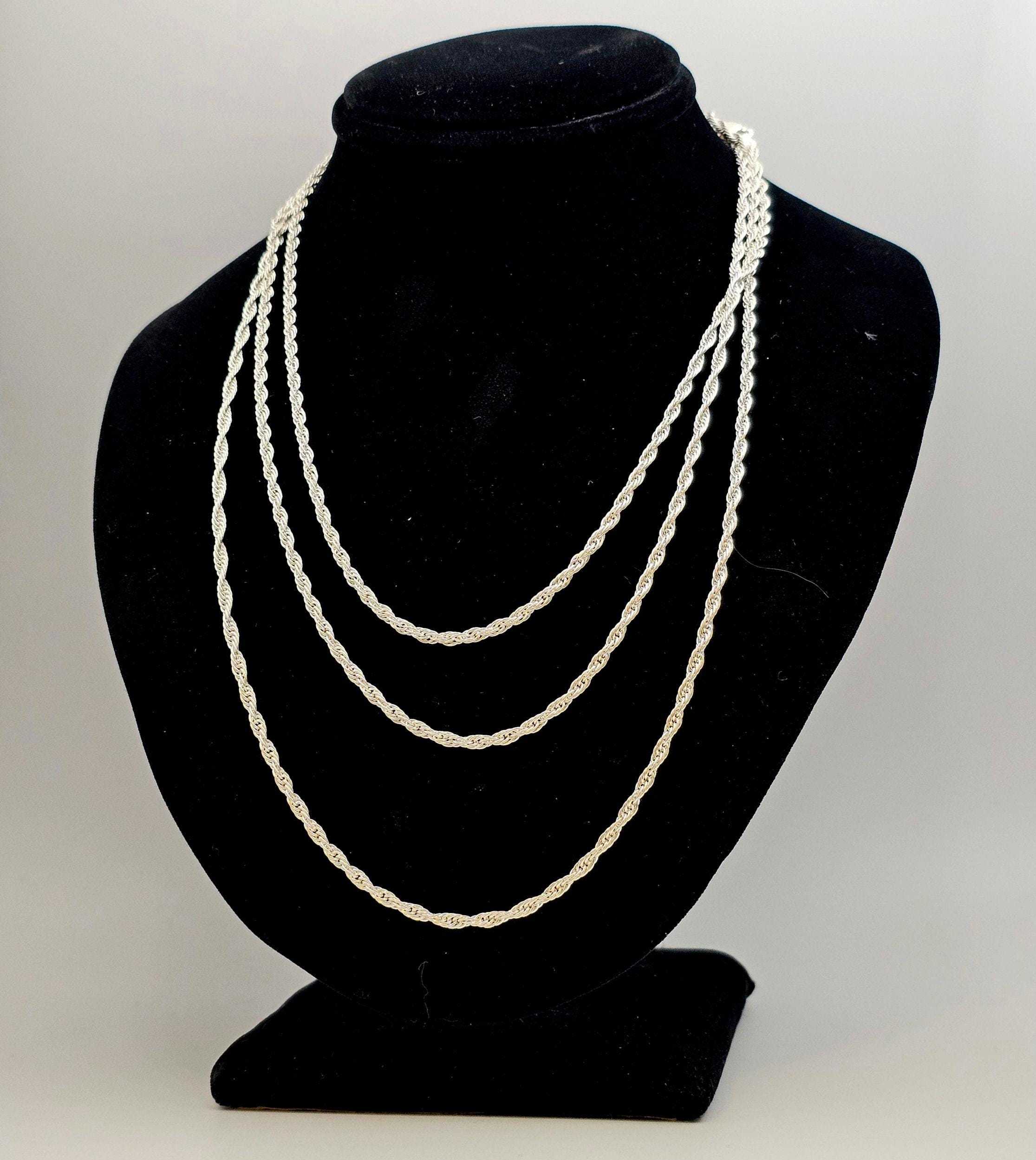 ヴィンテージ 925 スターリングシルバー ツイストロープネックレス