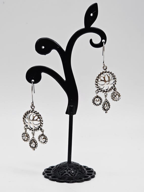 Vintage Openwork Geometric Dangle Earrings: 925 S… - image 6