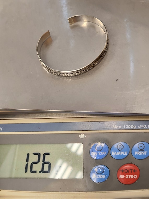 Vintage 925 Sterling Silver Rope Patterned Cuff B… - image 10