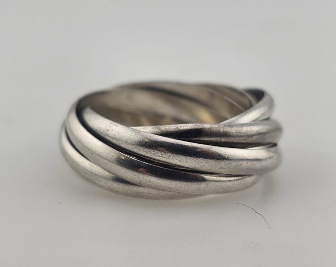 Vintage Rolling Ring 925 Sterling Silver Fidget Style Ring, Size 8.25 ...