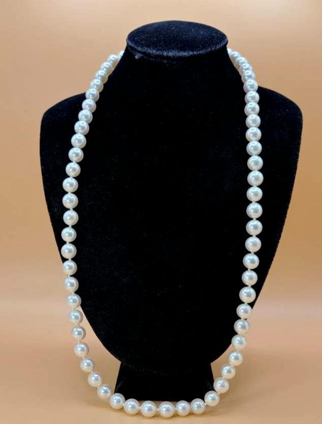 Vintage 14k White Gold Cultured Pearl Strand, 7mm Pearls