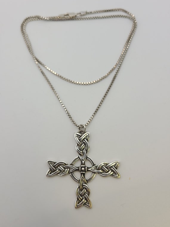Celtic Cross Necklace, 925 Silver Celtic Knot Nec… - image 7