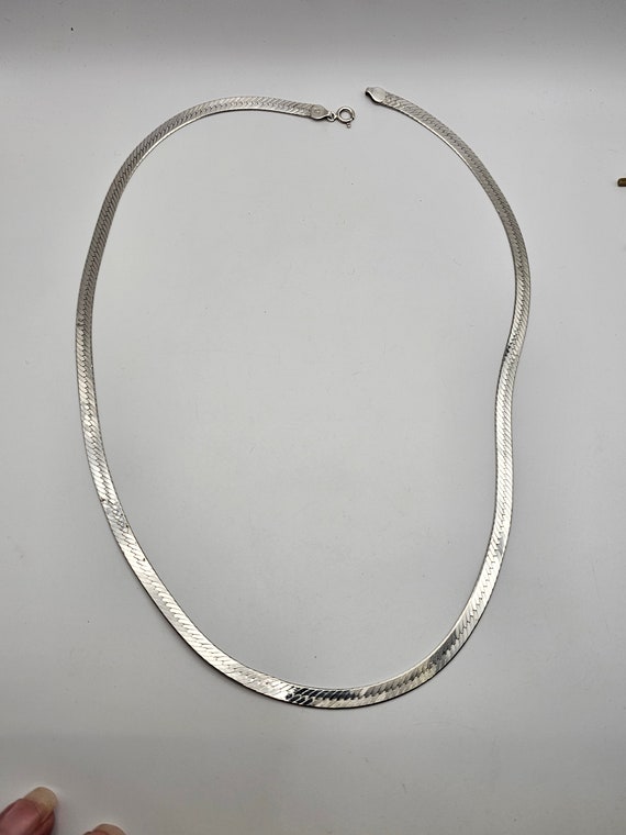 Herringbone Chain, 925 Silver, Retro Necklace, Vi… - image 5
