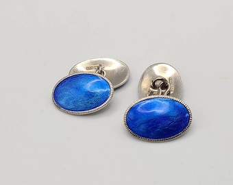 Sterling Cuff Links, Sterling Silver, Blue Cuff Links, Vintage Cuff Links, Dress Shirt Accessories, Groomsman Gift, Gift for Him, w#1540