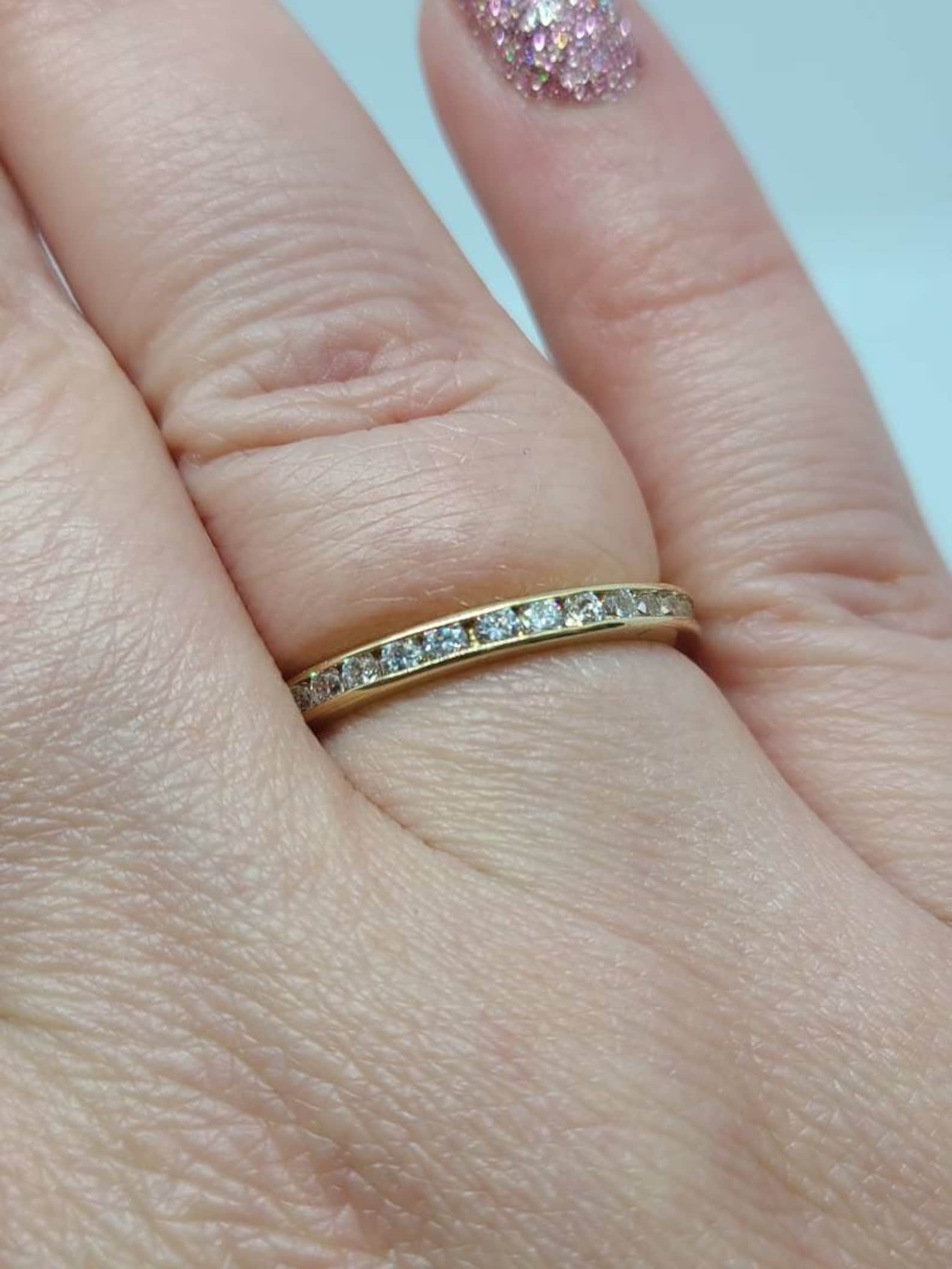 14k Yellow Gold Moissanite Eternity Band Ring Size 8.75 Item Etsy