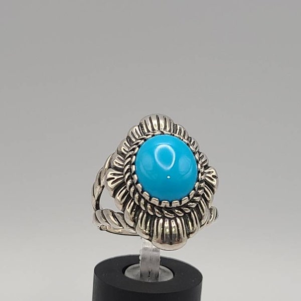 Turquoise Ring, 925 Silver, Turquoise Gemstone, Designer Carolyn Pollack, American West, Southwestern Jewelry, Size 8.5, Item w#1385