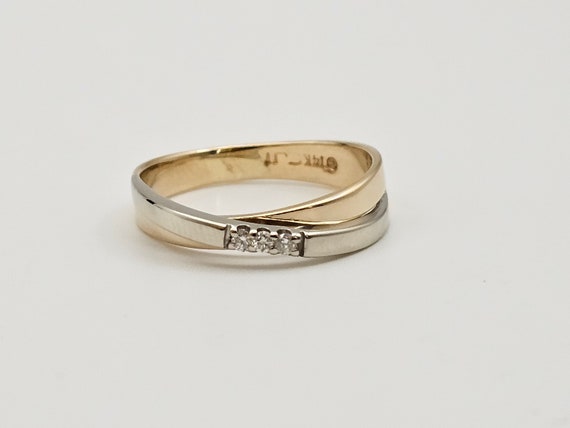 14kt White and Yellow Gold Diamond Wedding Ring, … - image 5