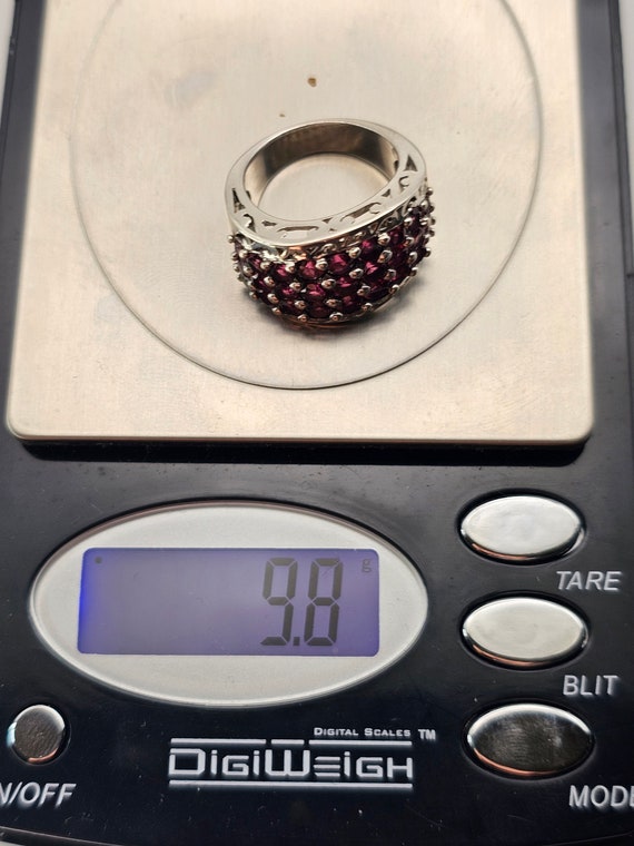 Rhodolite Garnet Cluster Ring, 925 Silver, Rhodol… - image 10