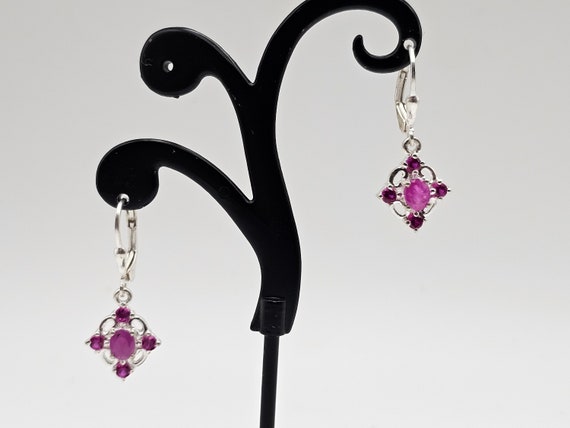 Vintage 925 Silver Synthetic Ruby and Fractured F… - image 1