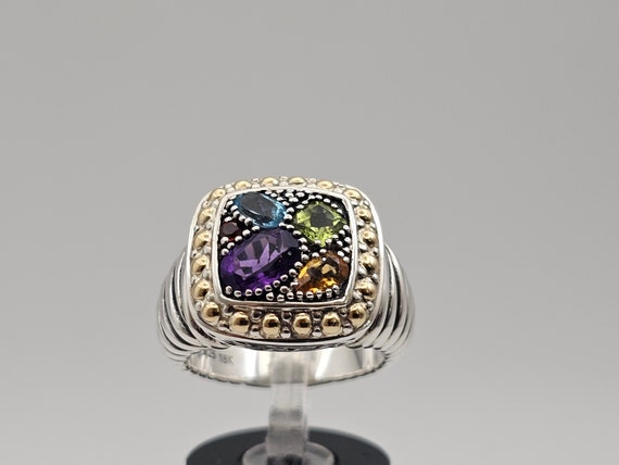 Multi-Gem Ring in 925 Silver, 18k, Designer Effy,… - image 1