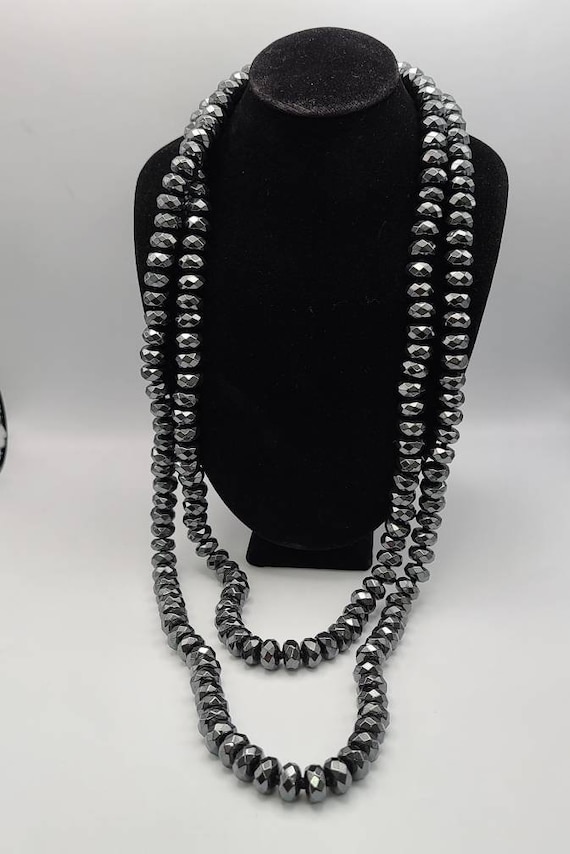 Hematite Necklace, 925 Silver, 52-inch Necklace, B
