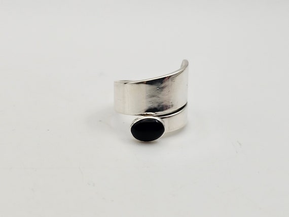 Black Onyx Bypass Ring, 925 Silver, Designer Silp… - image 5