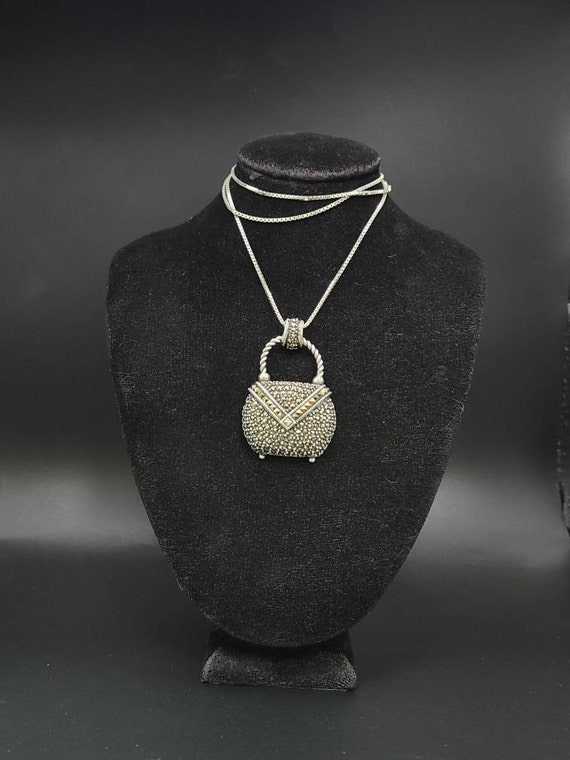 Buy Judith Jack Marcasite Handbag Necklace, Sterling Silver Marcasite  Necklace, Vintage Marcasite Purse Necklace, Judith Jack Necklace W1185  Online in India - Etsy