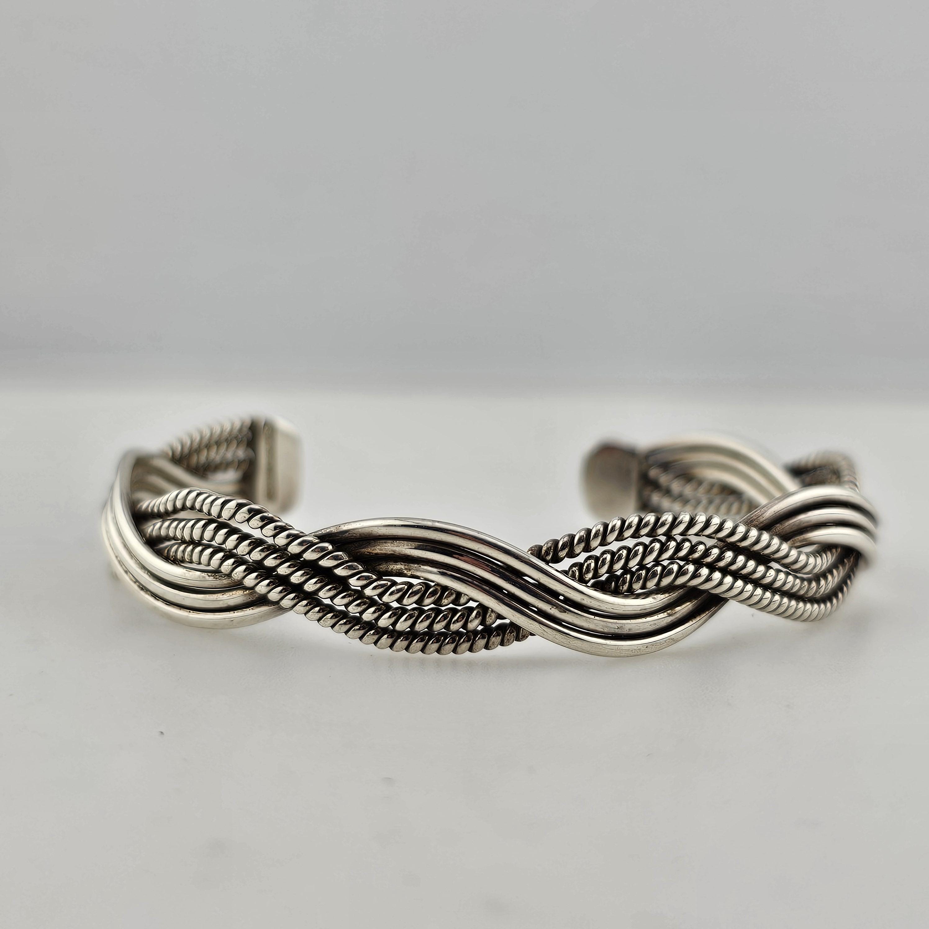Bracelet Manchette Vintage Mexico 925 - Mixte Femme/homme - Style Bohème Argenté