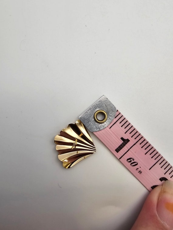 Sculpted Fan Earrings in 14kt Gold, Ruffled Gold … - image 8