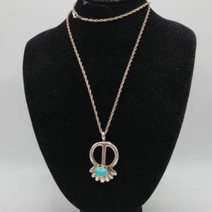 Handmade Turquoise Necklace in Sterling Silver, Native Americans Jewelry, Vintage Estate Jewelry, w#1846