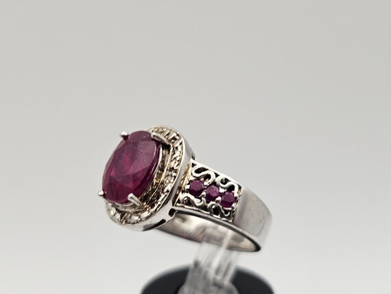 Vintage Fracture Filled Ruby and Cubic Zirconia H… - image 3