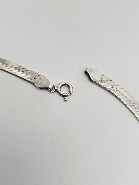 Herringbone Chain, 925 Silver, Retro Necklace, Vi… - image 4