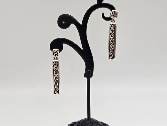 Vintage Scroll Motif Rectangular Dangle Earrings:… - image 2