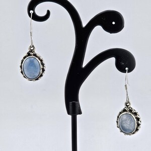 Vintage 925 Sterling Silver Nephrite Jade Earrings, Estate Jewelry, w#2285
