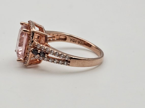 Cubic Zirconia and Morganite Ring in 925 Silver R… - image 3