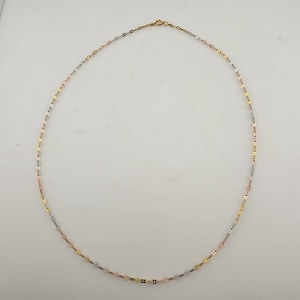 Vintage 925 Sterling Silver Tri-Color Fancy Link Chain - Alternating Pattern - Sterling Silver and Vermeil Chain, Estate Jewelry, W#1720