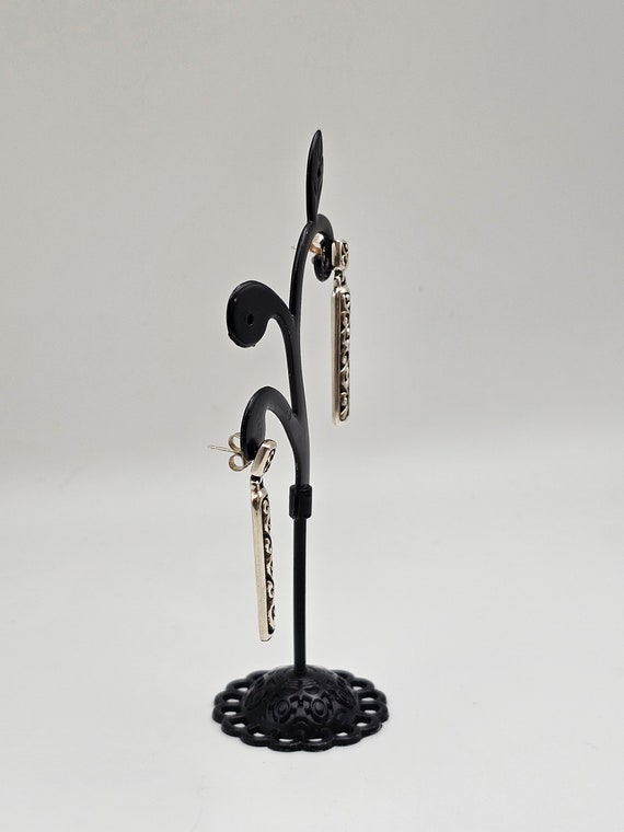 Vintage Scroll Motif Rectangular Dangle Earrings:… - image 7