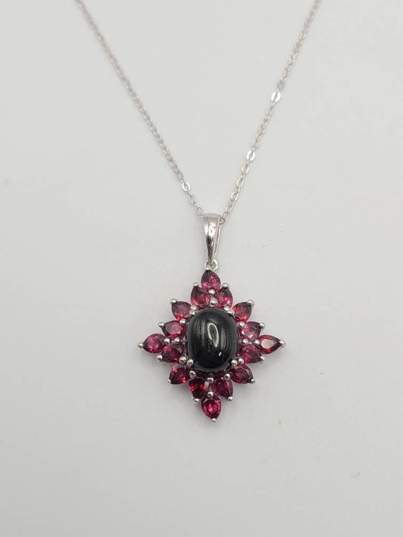 Garnet and Diopside Necklace, 925 Silver Diopside… - image 4