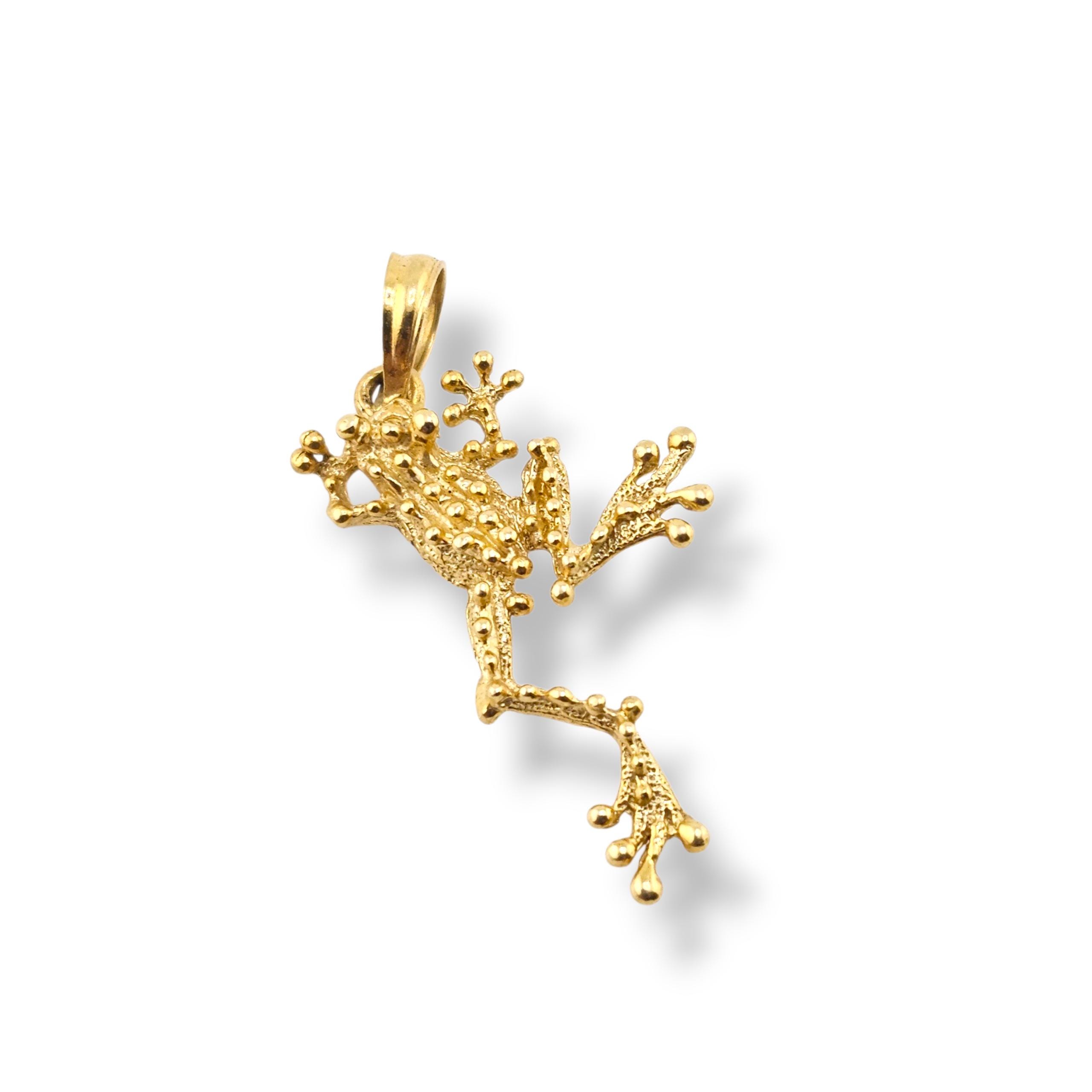 Vintage Frog Charm Pendant - 14k Yellow Gold - Estate Jewelry