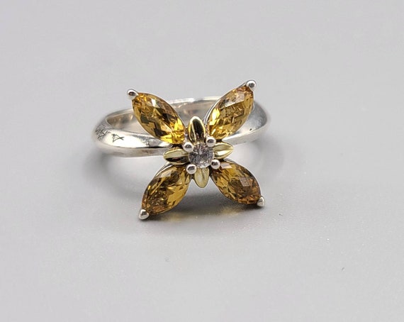 Ann King Citrine Flower Ring, 925 Sterling Silver… - image 5