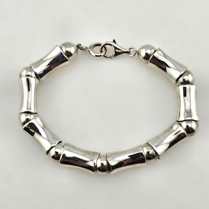 Vintage 925 Sterling Silver Sculpted Bamboo Bracelet - Bone and Joint Bracelet - Estate Jewelry, w#1527
