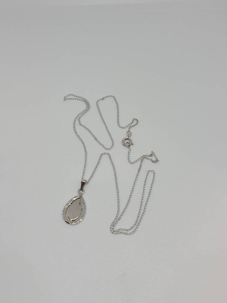 Vintage Lamode Textured Engraveable Teardrop Pendant Necklace Item w#1697