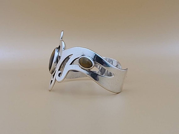 Tiger's Eye Bracelet, 925 Silver, Modernist Brace… - image 4