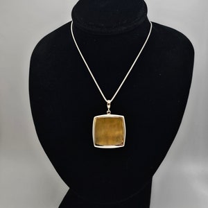 Vintage 925 Silver Reversible Geometric Onyx or Mother of Pearl Modernist Necklace, Estate Jewelry, w#3365
