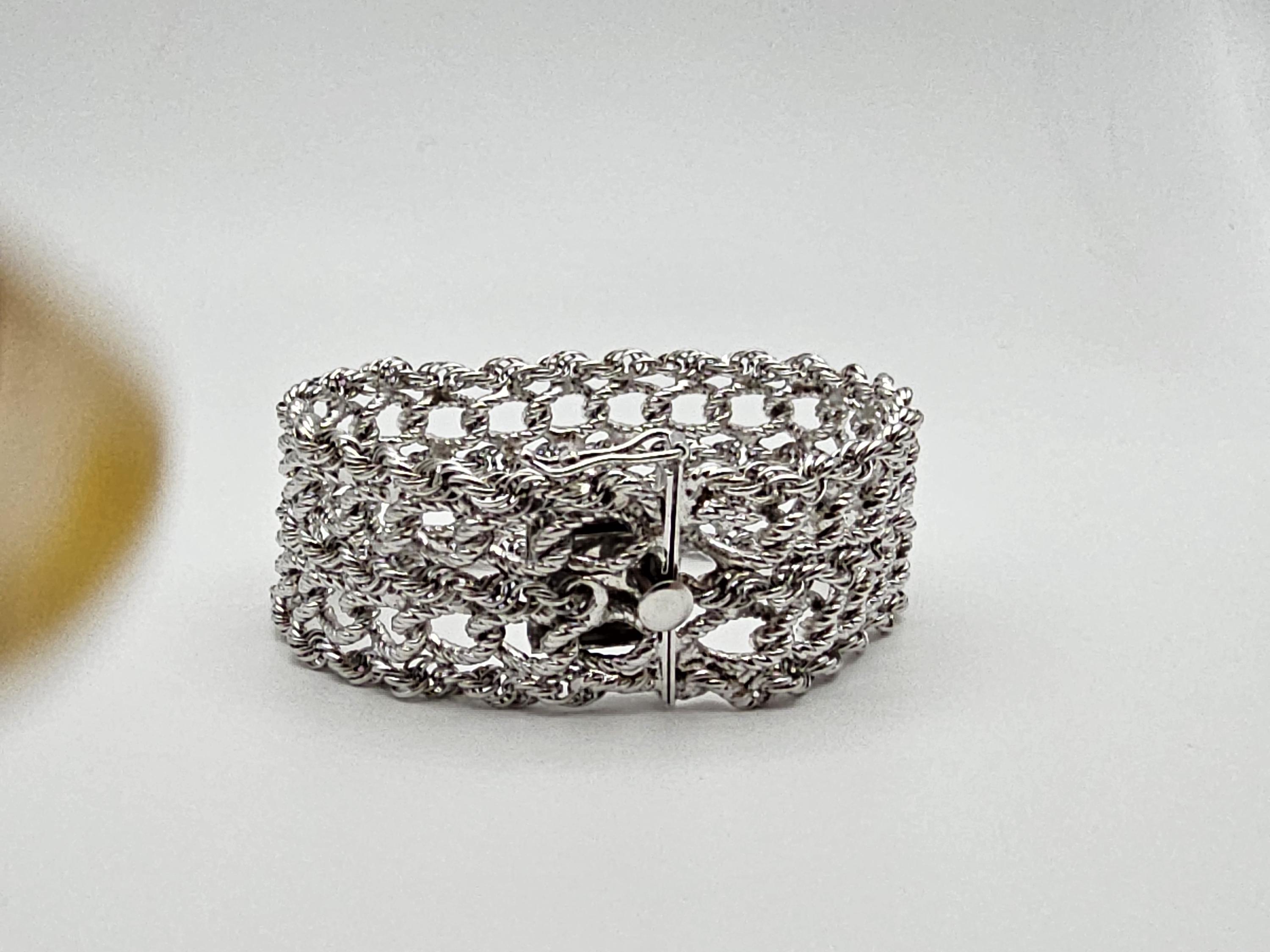Vintage 925 Sterling Silver Wide Rope and Oval Link Bracelet Vintage 925 Sterling Silver Wide Rope and Oval Link Bracelet