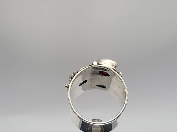 Wide Multi-gem Ring, 925 Silver, Garnet, Blue Top… - image 7
