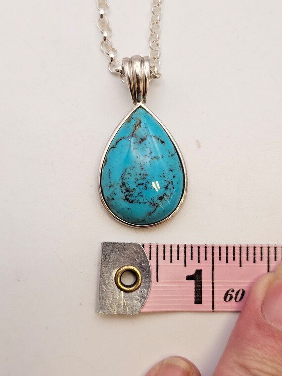 Turquoise Teardrop Pendant Necklace, 925 Silver, … - image 8
