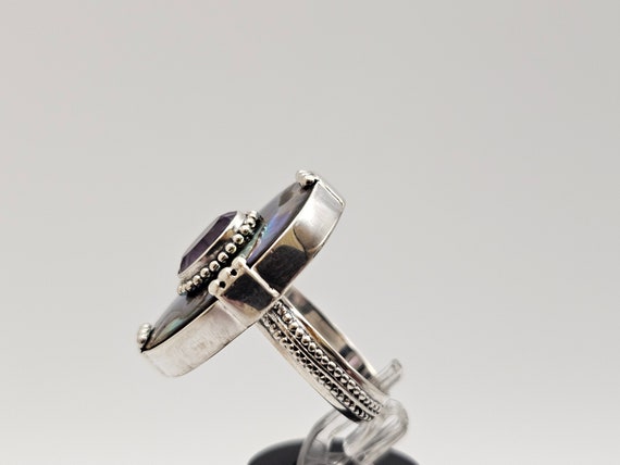 Amethyst Abalone Shell Ring 925 Sterling Silver V… - image 6