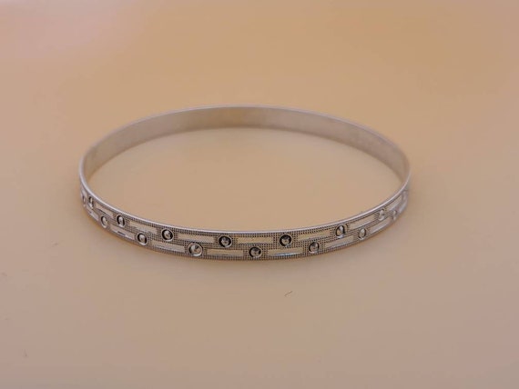 Vintage Grecian Patterned Bangle Bracelet .950 Si… - image 3