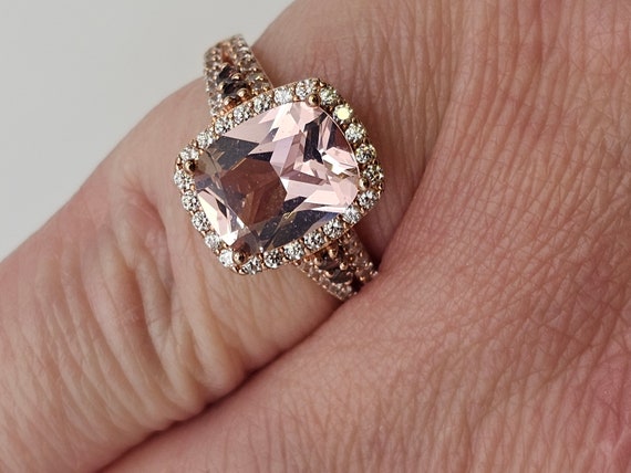 Cubic Zirconia and Morganite Ring in 925 Silver R… - image 5