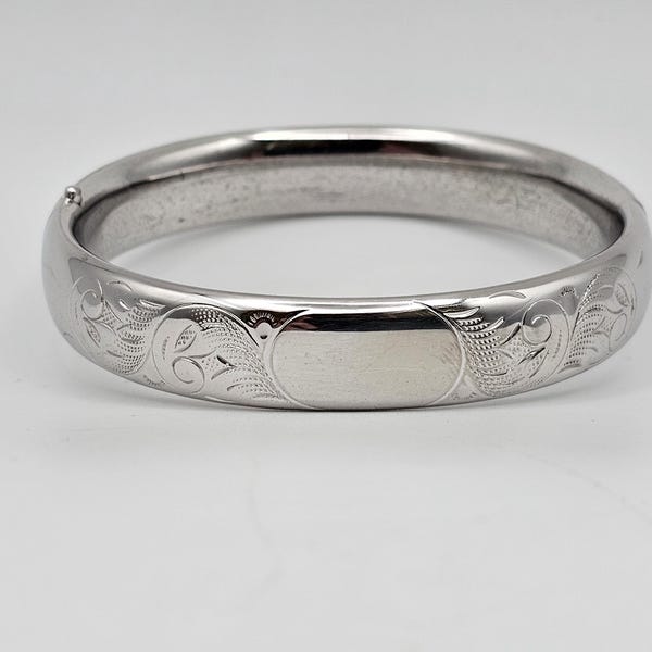 Vintage Silver Etched Bangle