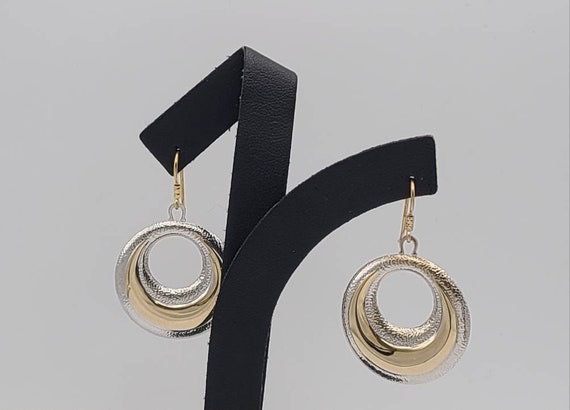 Open Circle Drop Earrings in 14k Two Tone Gold, C… - image 2