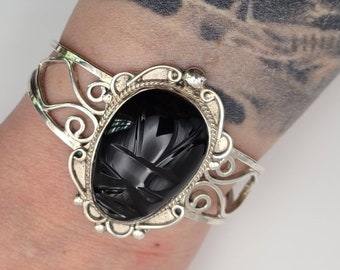 アクセサリー silver 925 ONYX vintage bracelet Vintage 925 Sterling Silver w/ Marcasite & Onyx Rectangle