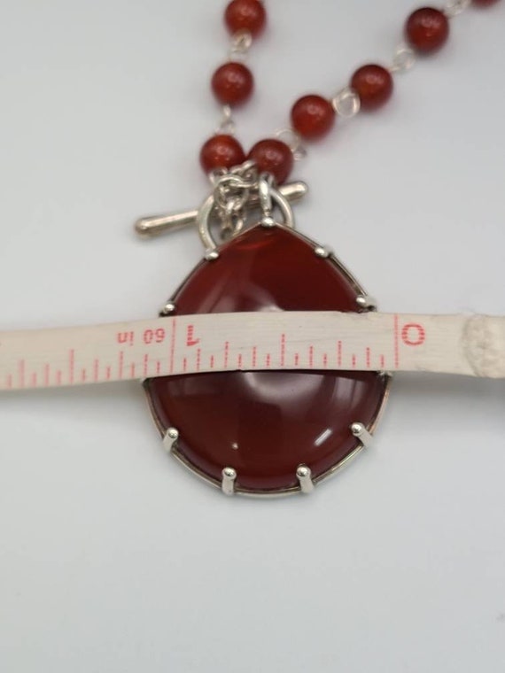 Carnelian Teardrop Necklace, Beaded Carnelian Nec… - image 9