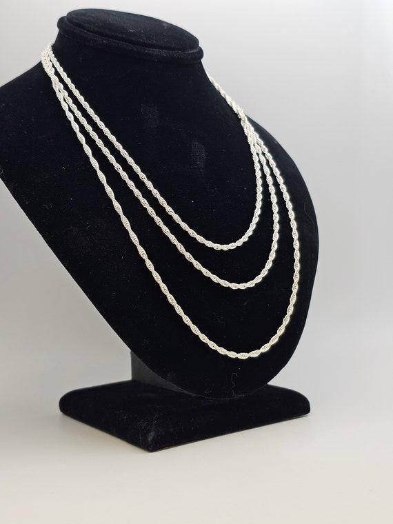 Twisted Rope Necklace, 925 Silver, 52-Inch Chain,… - image 3