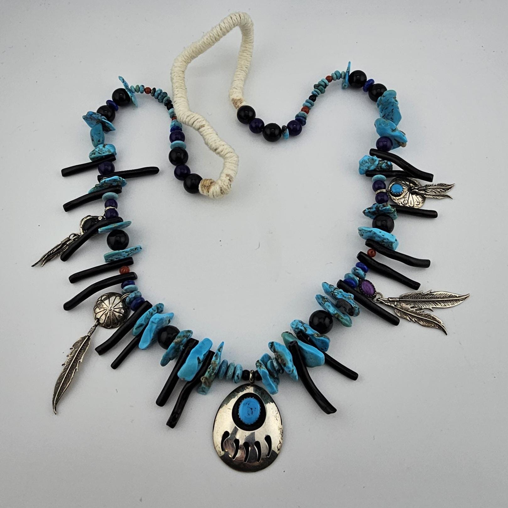 Vintage Richard Begay Sterling Silver Bear Paw Necklace - Estate