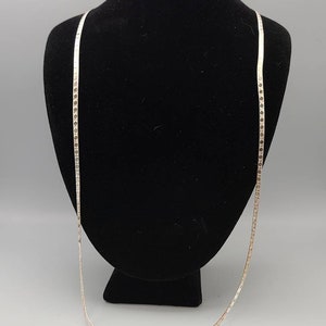 Vintage 925 Sterling Silver Herringbone Necklace - Reversible Patterned Flat Snake Chain - Estate Jewelry, W#2646