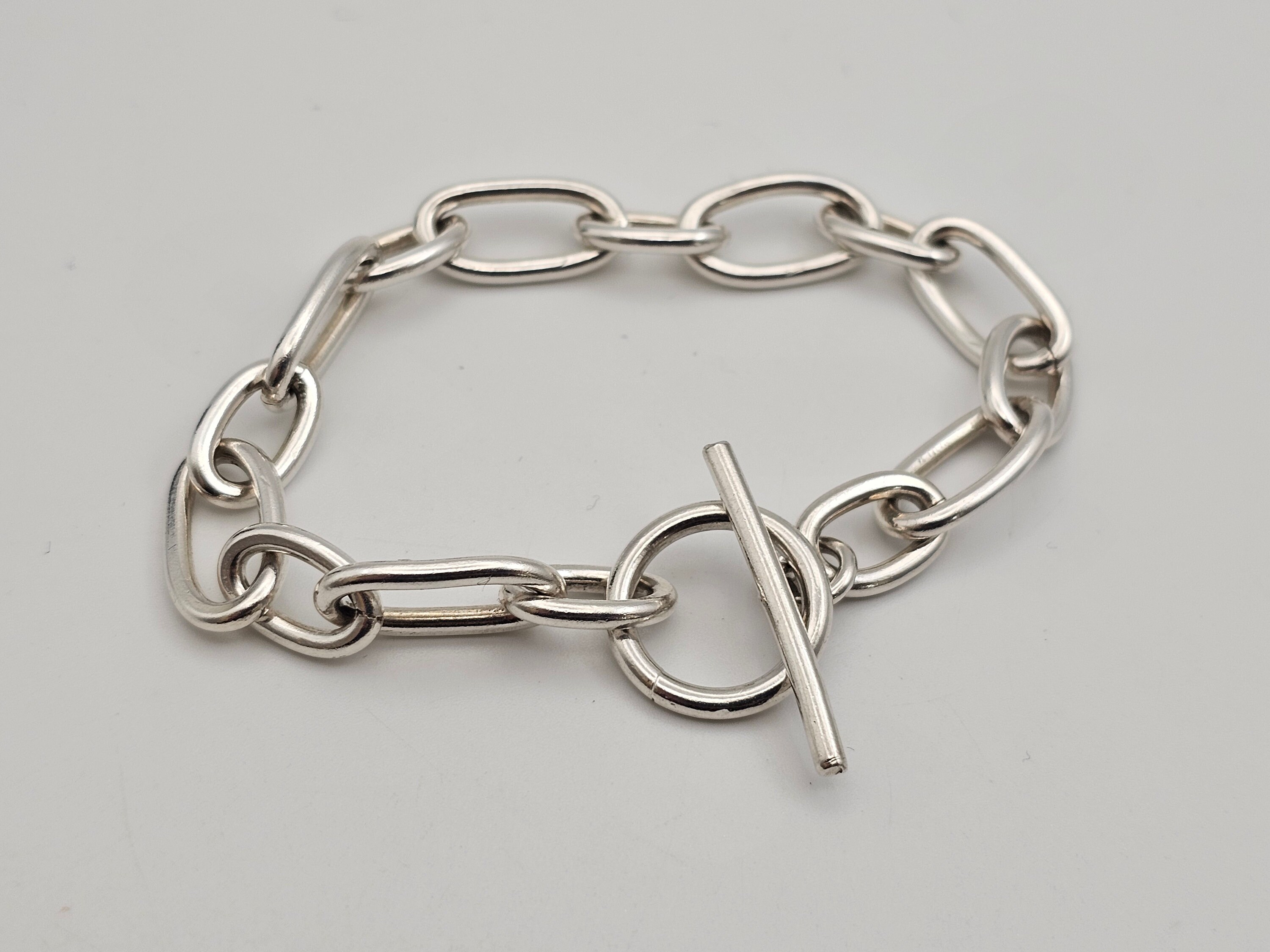 アクセサリー Vintage Silver Toggle Chain Bracelet 925 21g VTG Mex Sterling Silver 925 Toggle Chain Bracelet 7.25