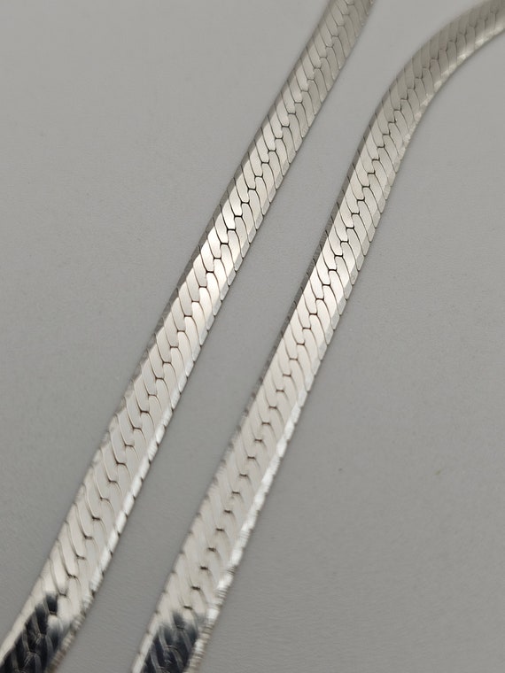 Herringbone Chain, 925 Silver, Retro Necklace, Vi… - image 2